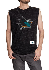 Load image into Gallery viewer, San Jose Sharks Logo Sleeveless Shirt for Men – Crew Neck Space Dyed
