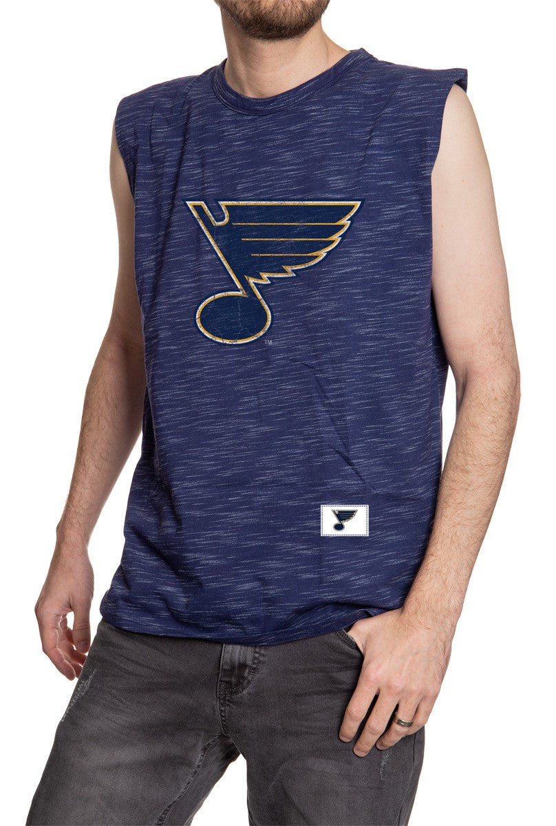 St. Louis Blues Logo Sleeveless Shirt for Men – Crew Neck Space Dyed