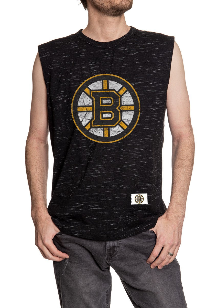 Boston Bruins Logo Sleeveless Shirt for Men – Crew Neck Space Dyed