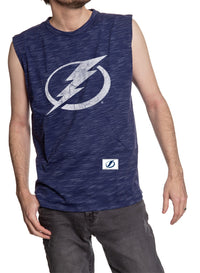 Load image into Gallery viewer, Tampa Bay Lightning Logo Sleeveless Shirt for Men – Crew Neck Space Dyed
