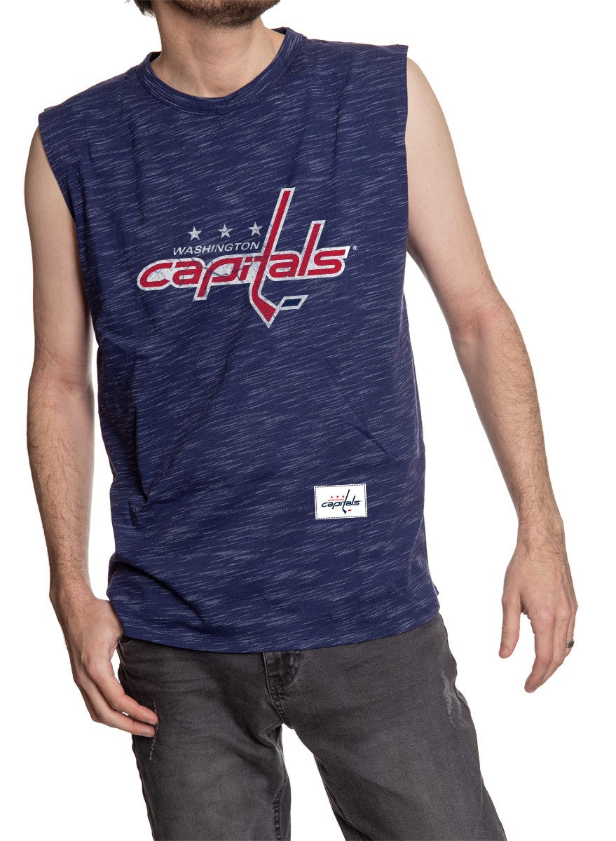 Washington Capitals Logo Sleeveless Shirt for Men – Crew Neck Space Dyed