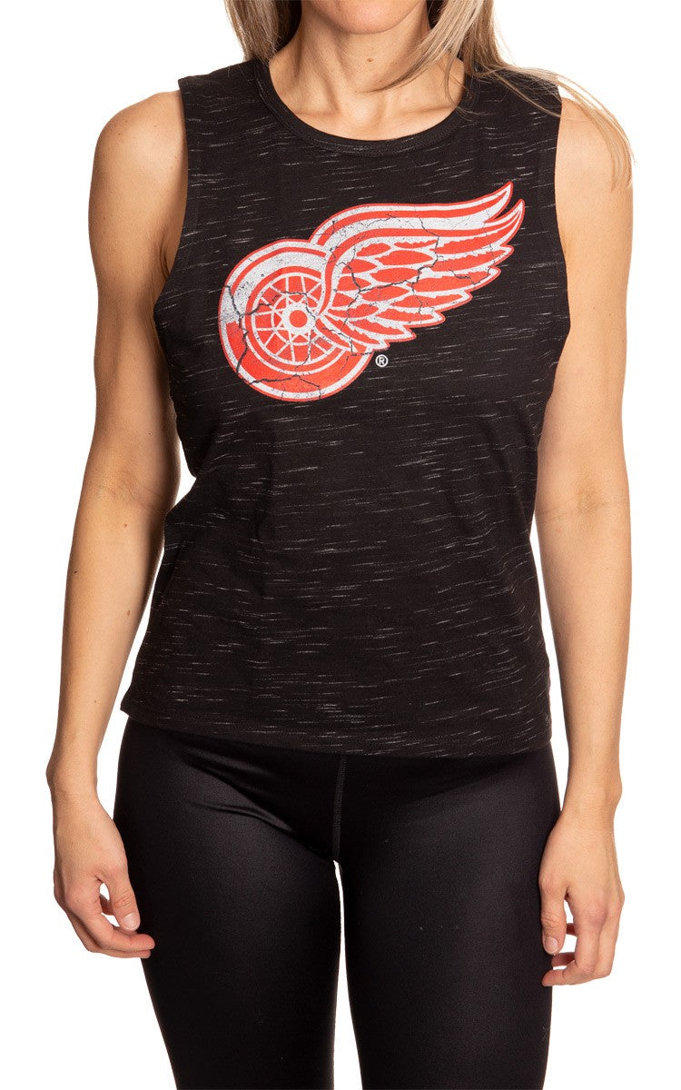Detroit Red Wings Women's Crew Neck Space Dyed Sleeveless Tank Top Shirt