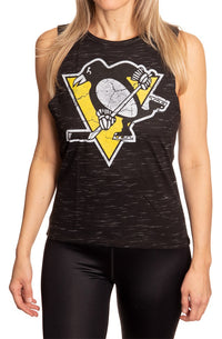 Load image into Gallery viewer, Pittsburgh Penguins Women&#39;s Crew Neck Space Dyed Sleeveless Tank Top Shirt
