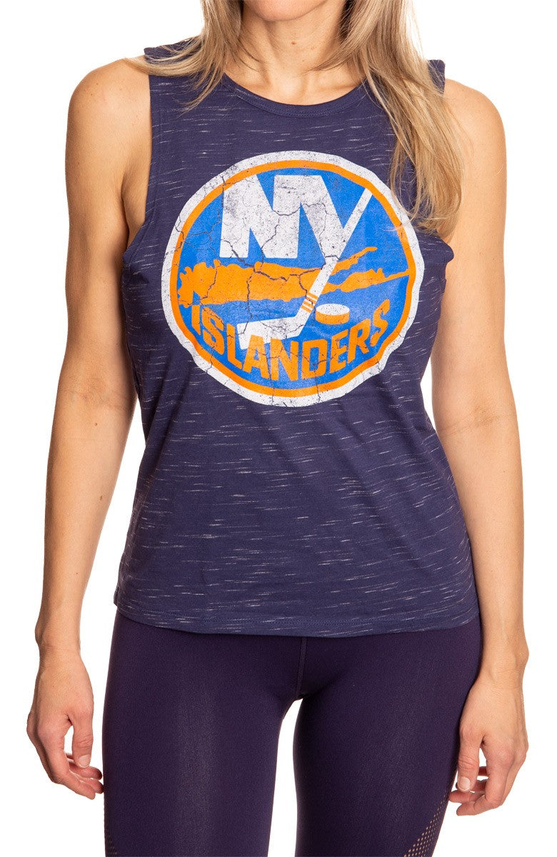 New York Islanders Women's Crew Neck Space Dyed Sleeveless Tank Top Shirt