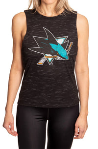 Load image into Gallery viewer, San Jose Sharks Women&#39;s Crew Neck Space Dyed Sleeveless Tank Top Shirt
