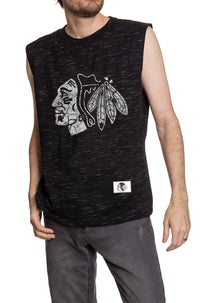 Load image into Gallery viewer, Chicago Blackhawks Logo Sleeveless Shirt for Men – Crew Neck Space Dyed
