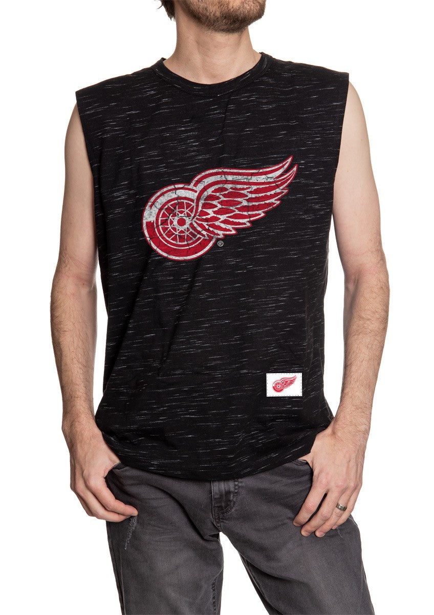Detroit Red Wings Logo Sleeveless Shirt for Men – Crew Neck Space Dyed