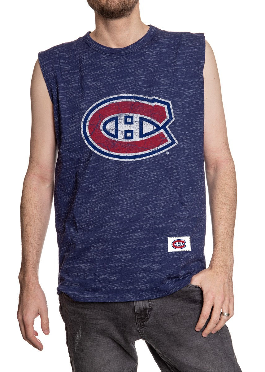 Montreal Canadiens Logo Sleeveless Shirt for Men – Crew Neck Space Dyed