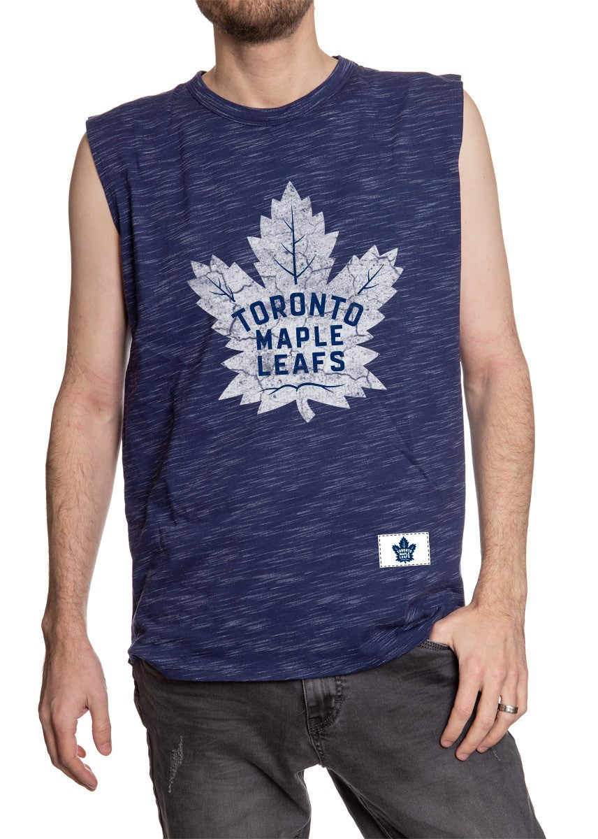 Toronto Maple Leafs Logo Sleeveless Shirt for Men – Crew Neck Space Dyed