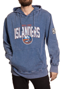 Load image into Gallery viewer, New York Islanders Acid Wash Hoodie In Blue Front View
