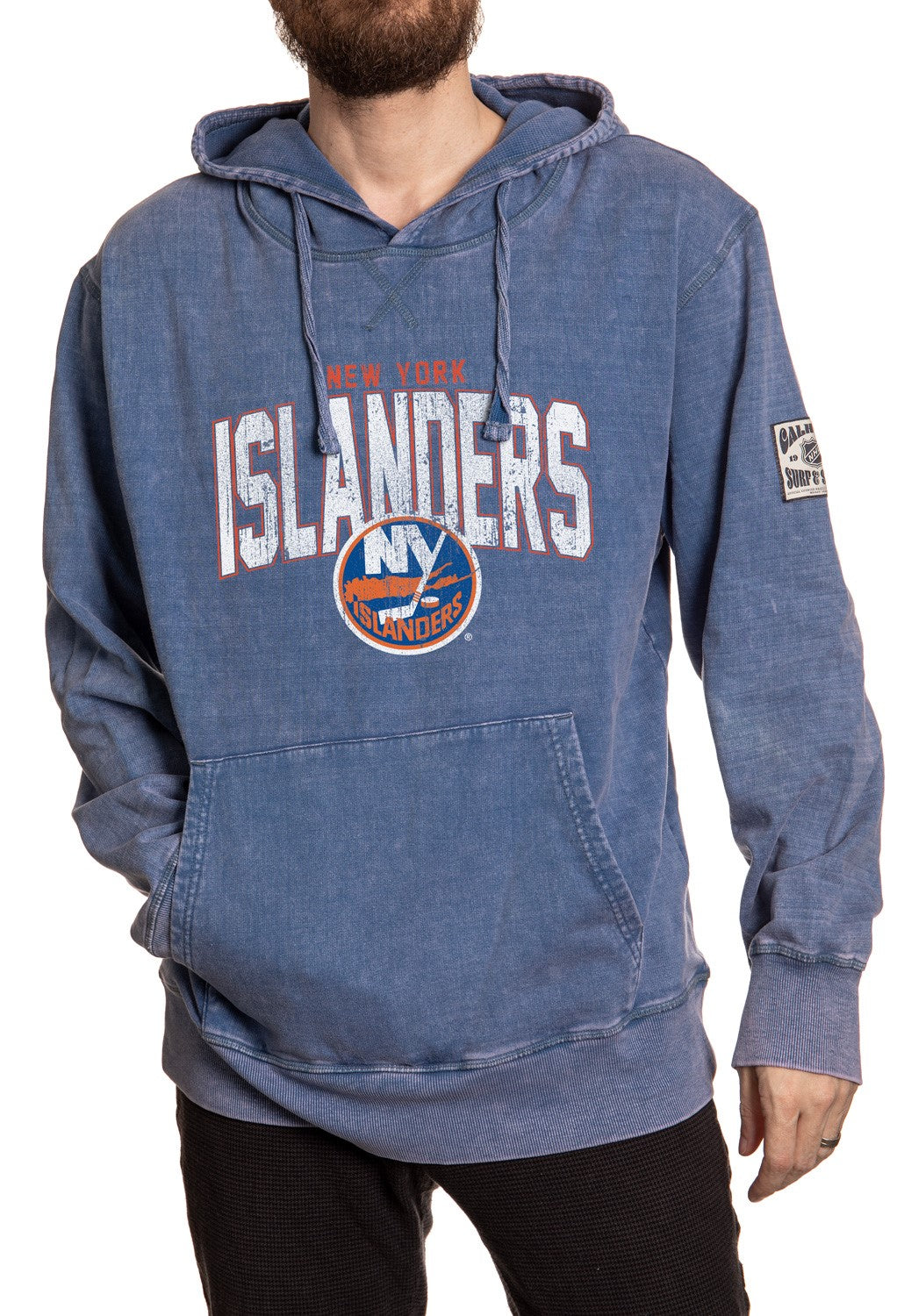New York Islanders Acid Wash Hoodie In Blue Front View