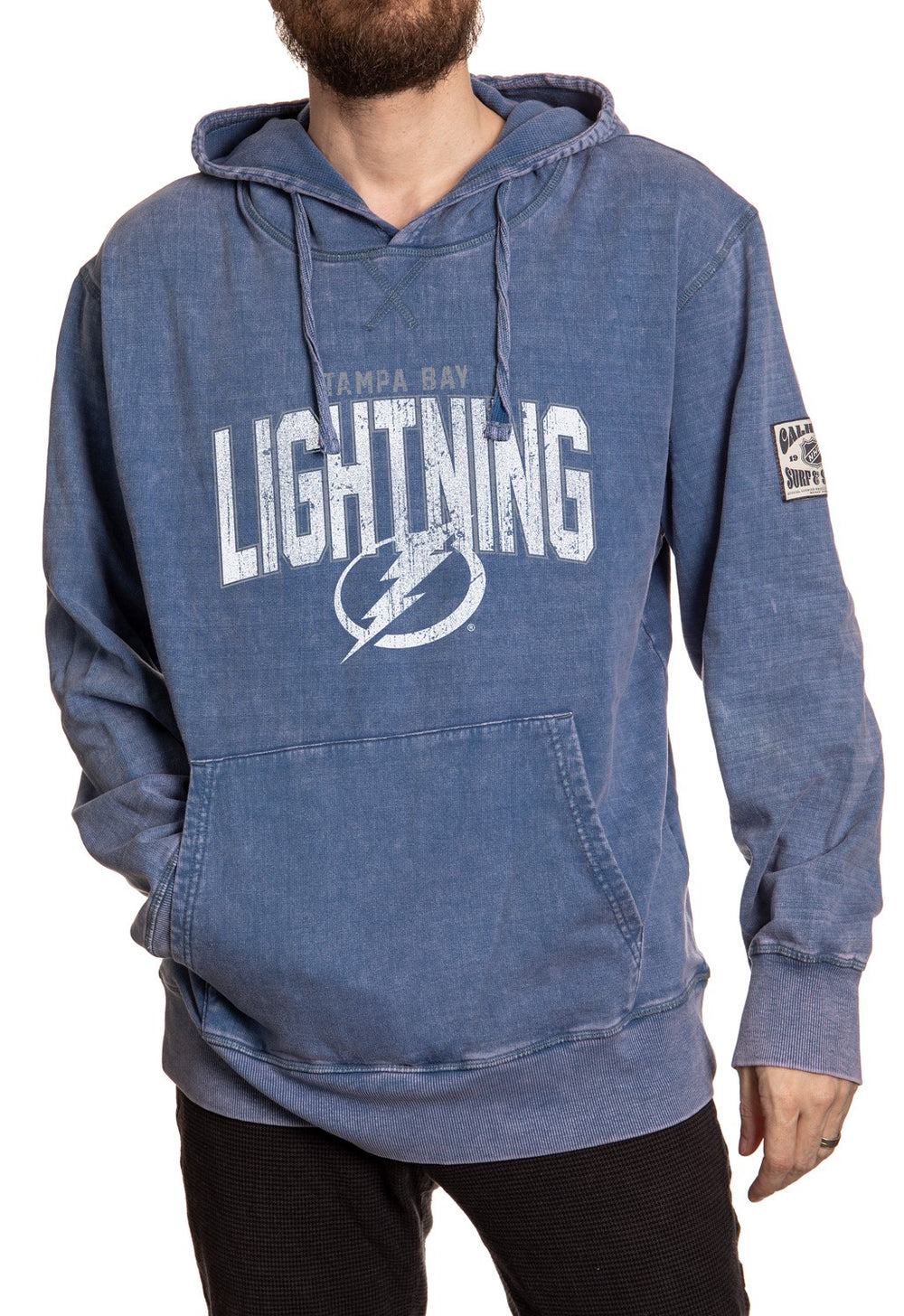 Tampa Bay Lightning Acid Wash Hoodie in Blue Front View