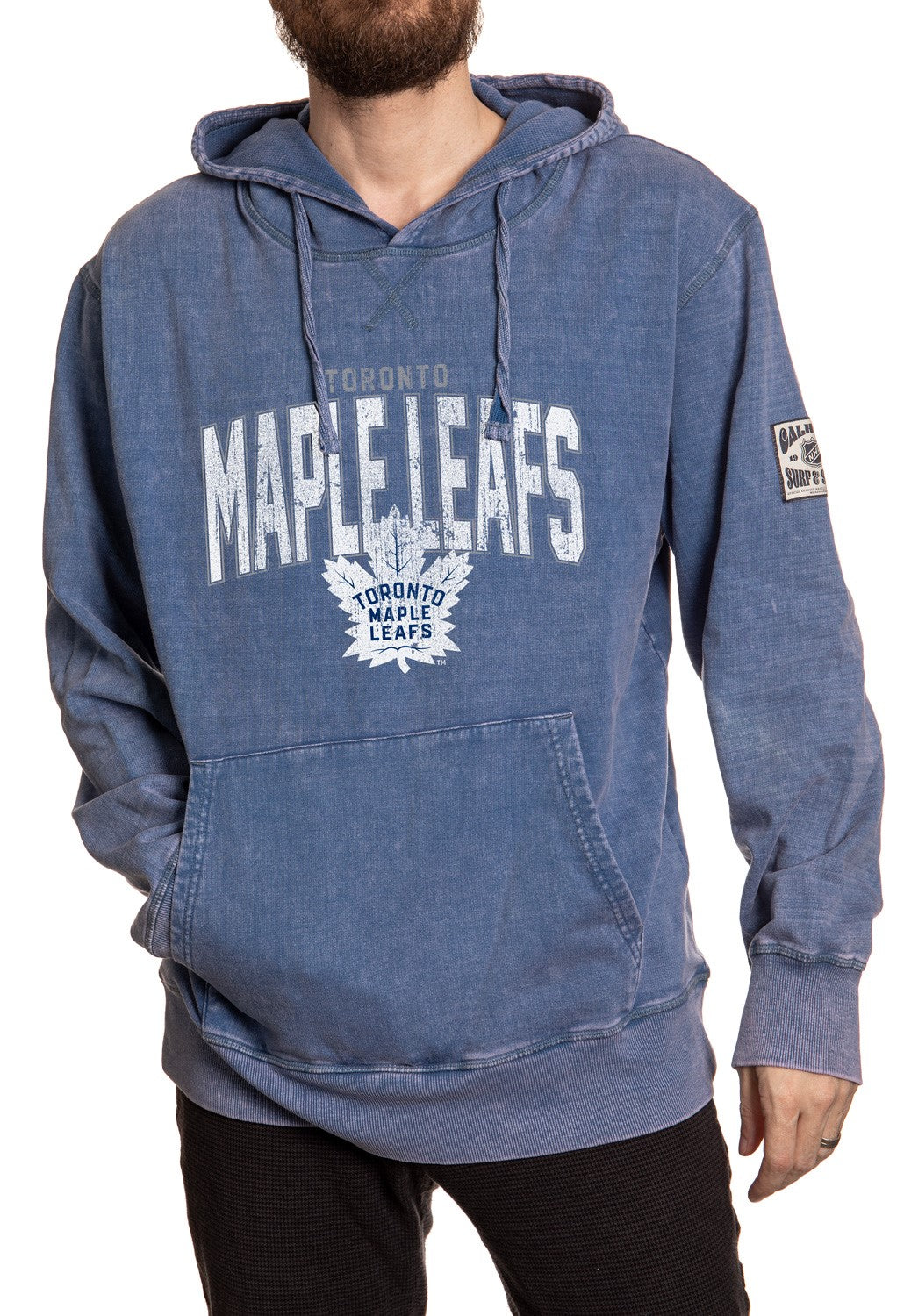 Toronto Maple Leafs Acid Wash Hoodie In Blue Front View