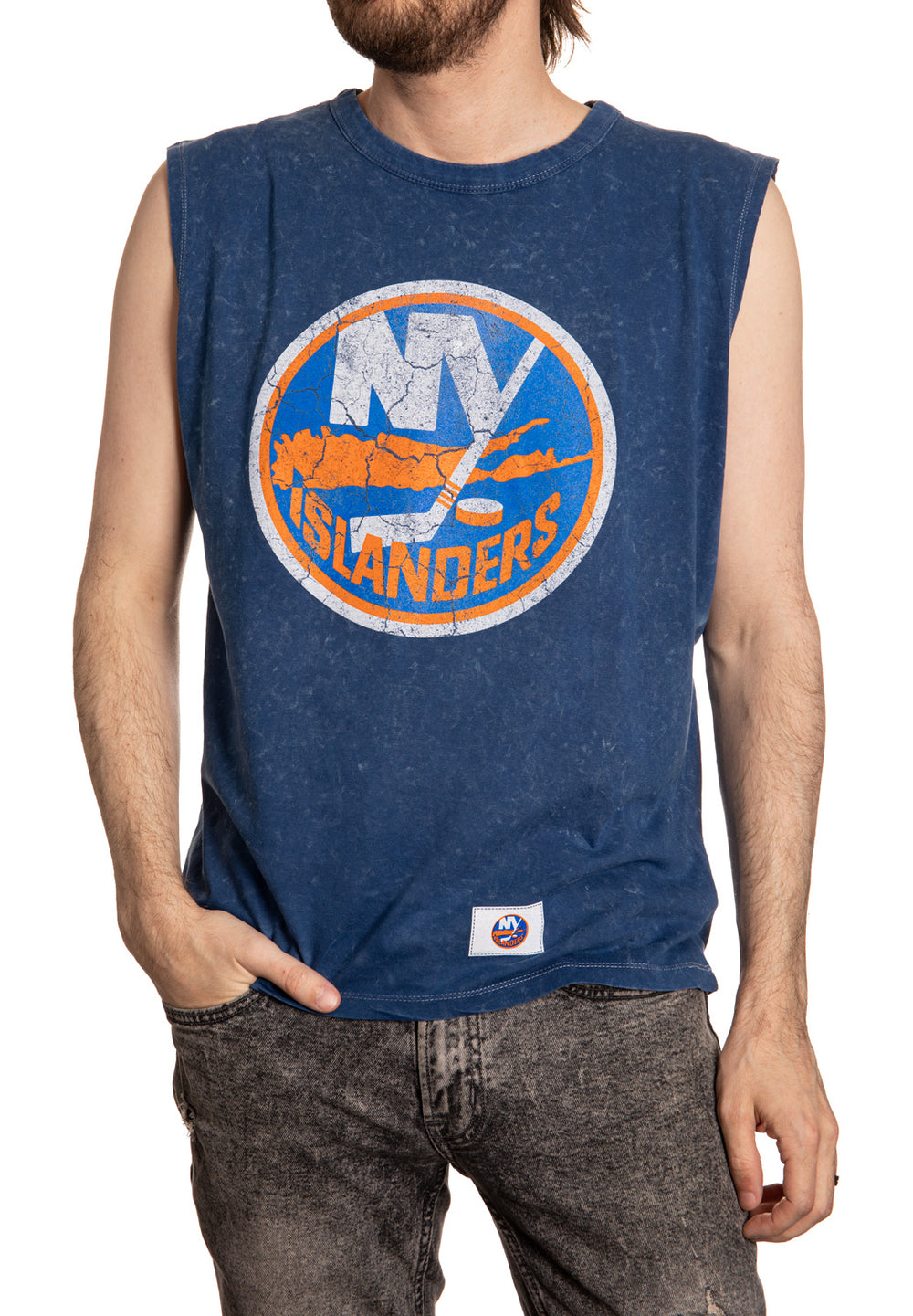 New York Islanders Acid Washed Sleeveless Shirt Front View