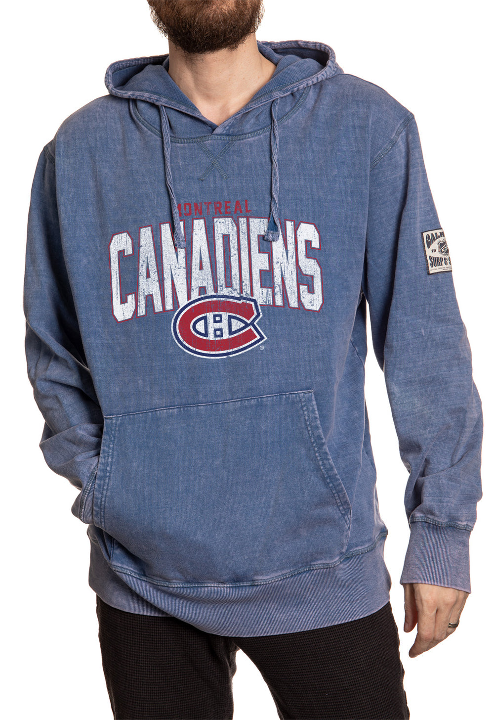 Montreal Canadiens Acid Wash Hoodie in Blue Front View