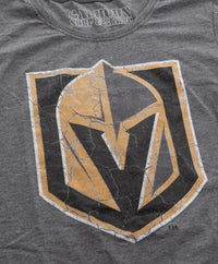 Load image into Gallery viewer, Vegas Golden Knights Women&#39;s Distressed Print Fitted Crew Neck Premium T-Shirt - Charcoal
