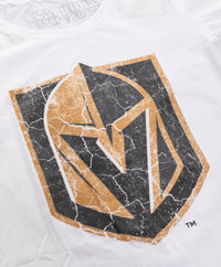 Load image into Gallery viewer, Vegas Golden Knights Women&#39;s Distressed Print Fitted Crew Neck Premium T-Shirt - White
