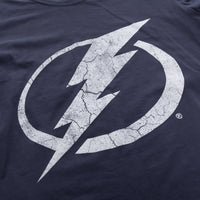 Load image into Gallery viewer, Tampa Bay Lightning Women&#39;s Distressed Print Fitted Crew Neck Premium T-Shirt - Navy
