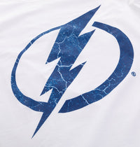 Load image into Gallery viewer, Tampa Bay Lightning Women&#39;s Distressed Print Fitted Crew Neck Premium T-Shirt - White
