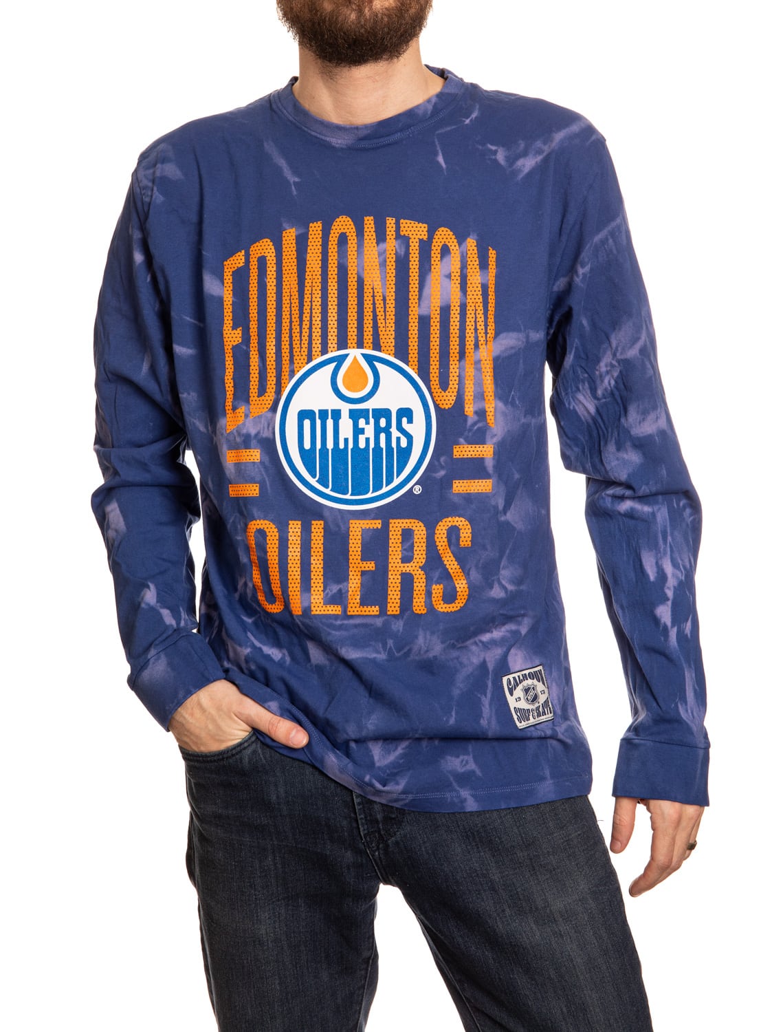 Edmonton Oilers Crystal Tie Dye Long Sleeve Shirt