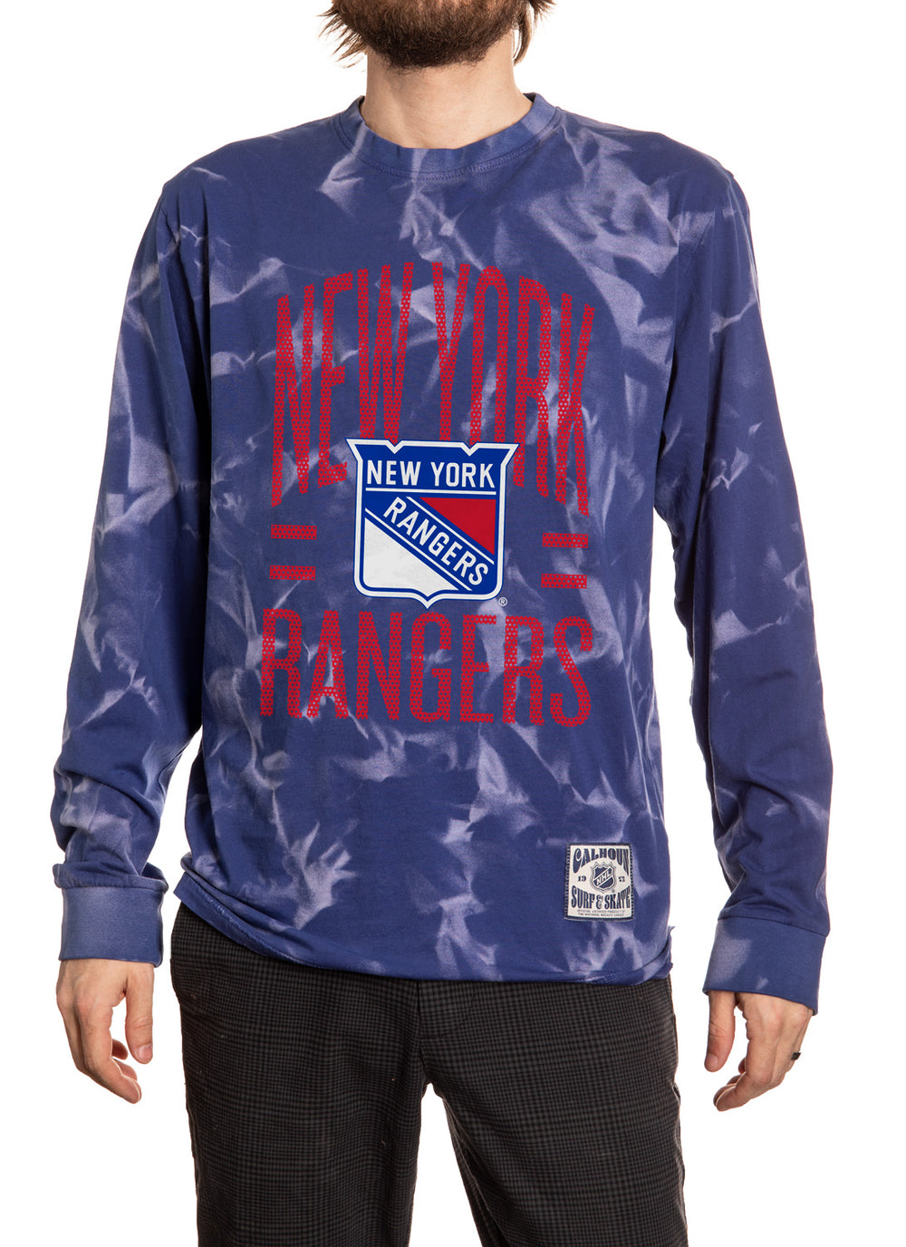 New York Rangers Crystal Tie Dye Long Sleeve Shirt Front View