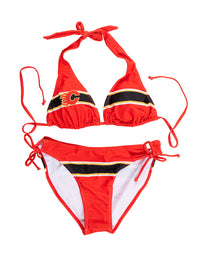 Load image into Gallery viewer, Calgary Flames Striped Halter Top Bikini
