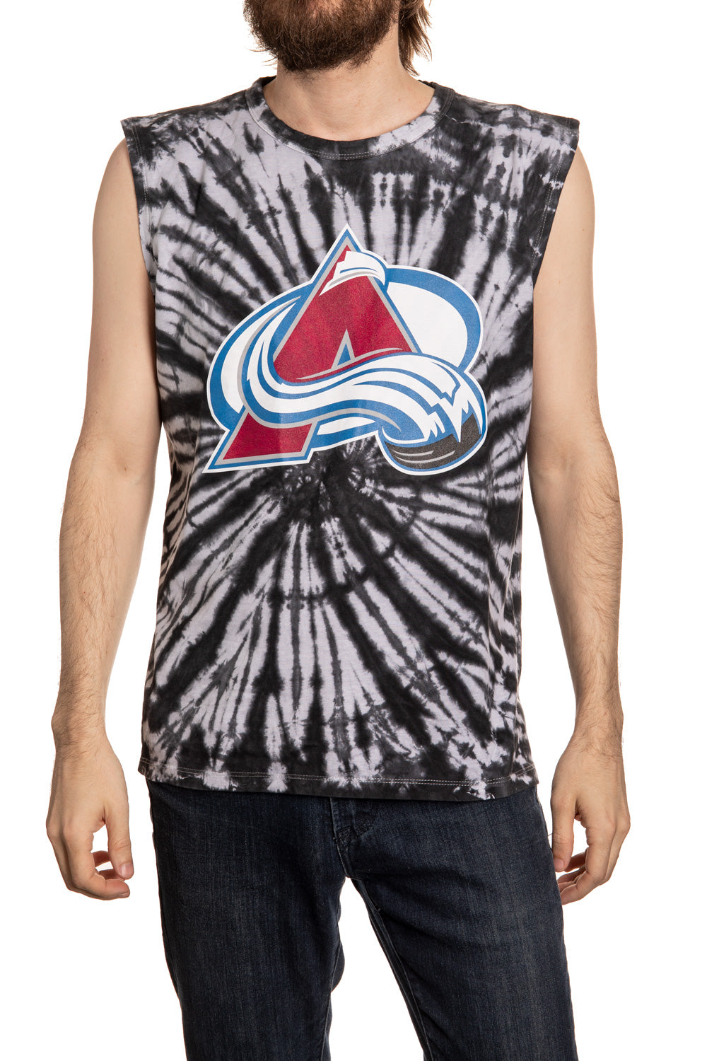 Colorado Avalanche Spiral Tie Dye Sleeveless Shirt Front View
