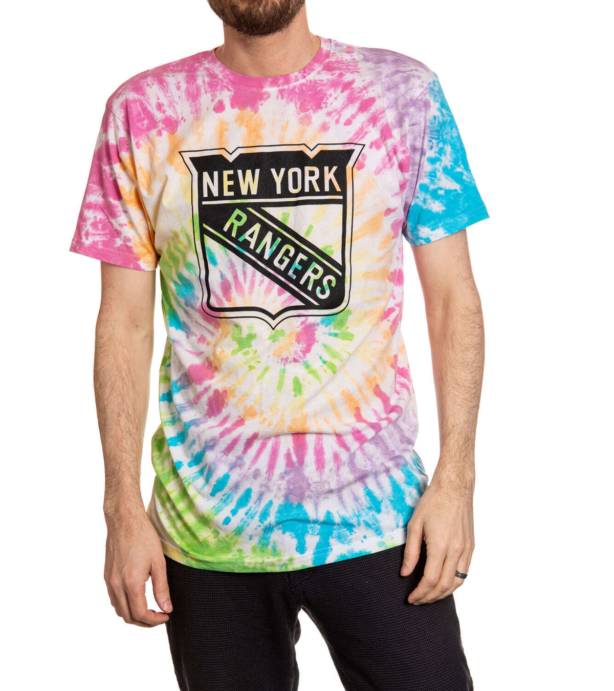 New York Rangers Pastel Rainbow Tie Dye T-Shirt