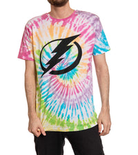 Load image into Gallery viewer, Tampa Bay Lightning Pastel Rainbow Tie Dye T-Shirt
