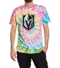 Load image into Gallery viewer, Vegas Golden Knights Pastel Rainbow Tie Dye T-Shirt
