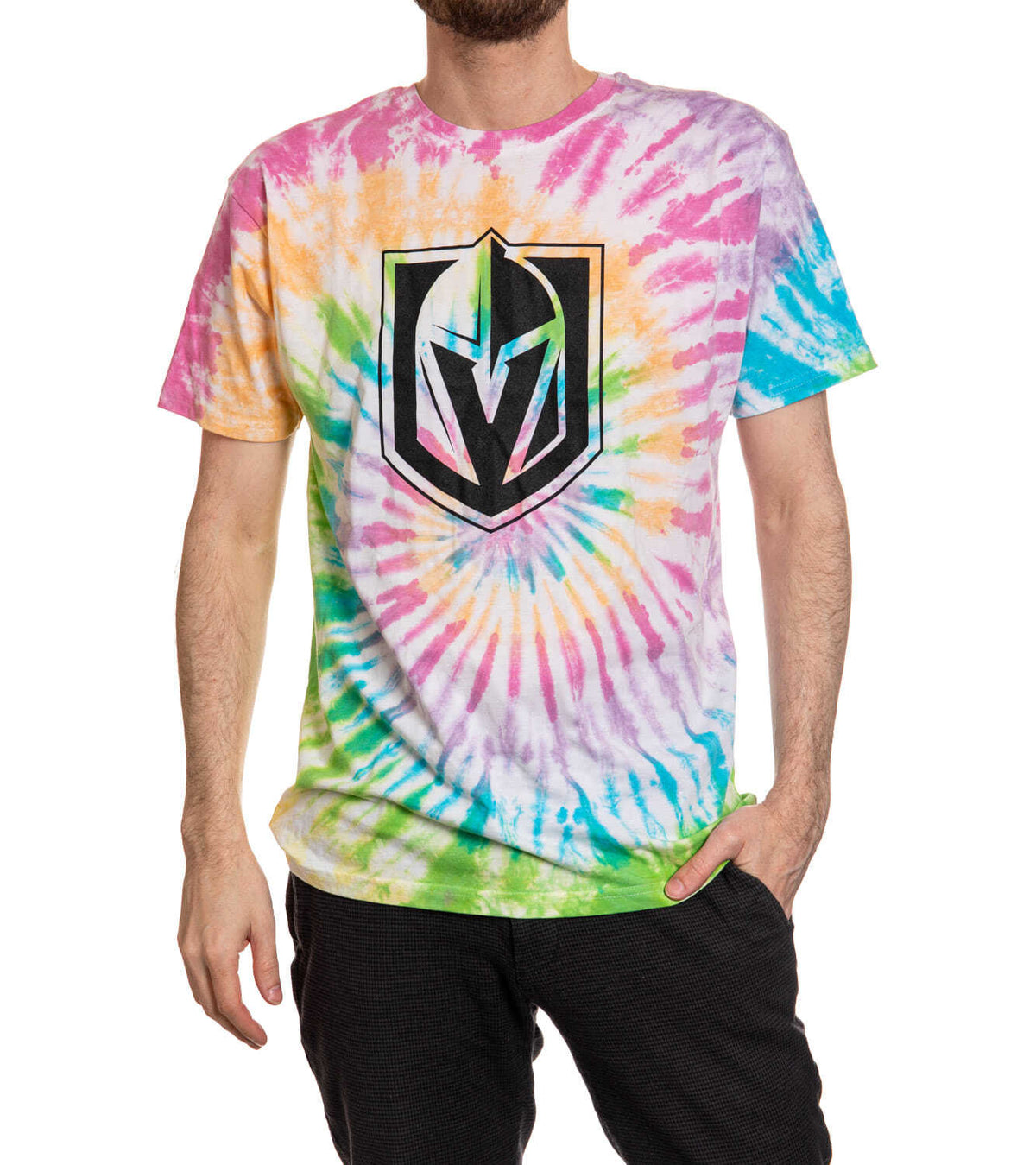 Vegas Golden Knights Pastel Rainbow Tie Dye T-Shirt