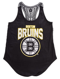 Load image into Gallery viewer, Boston Bruins Ladies &quot;Distressed&quot; Lace Flowy Tank Top
