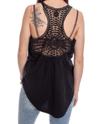 Load image into Gallery viewer, Pittsburgh Penguins Ladies &quot;Distressed&quot; Lace Flowy Tank Top
