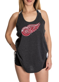 Load image into Gallery viewer, Detroit Red Wings Ladies Flowy Racerback Crochet Lace Tank Top
