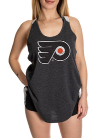 Load image into Gallery viewer, Philadelphia Flyers Ladies Flowy Racerback Crochet Lace Tank Top
