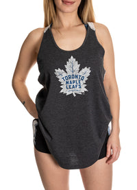 Load image into Gallery viewer, Toronto Maple Leafs Ladies Flowy Racerback Crochet Lace Tank Top

