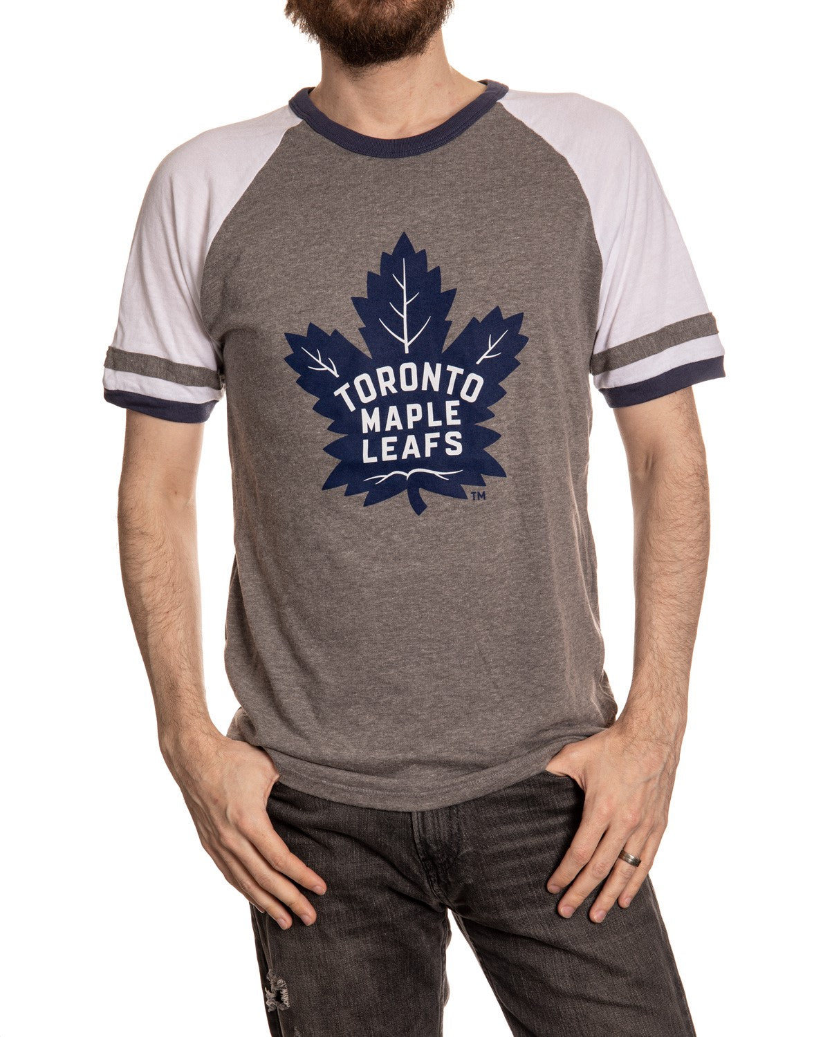 Toronto Maple Leafs Vintage Striped Raglan T-Shirt