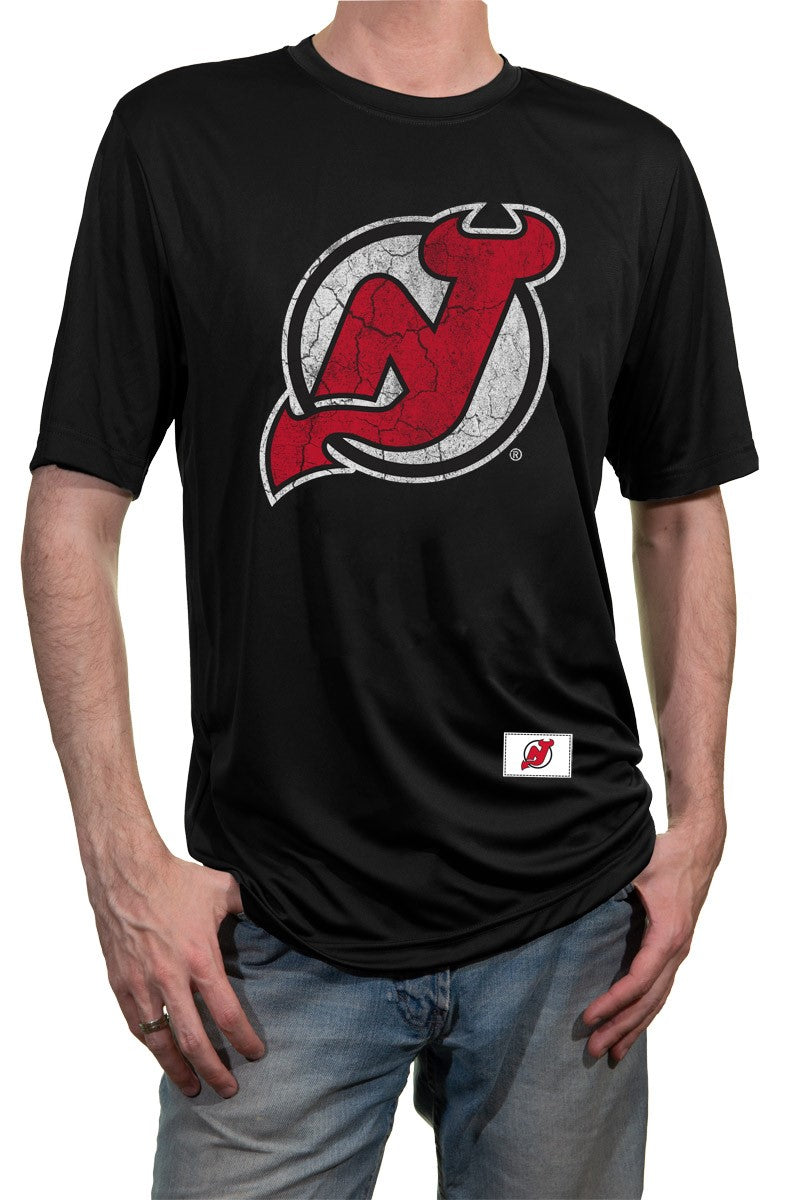New Jersey Devils Short Sleeve Rashguard - Distressed Logo