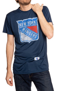 Load image into Gallery viewer, New York Rangers Short Sleeve Rashguard - Distressed Logo
