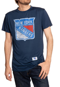 Load image into Gallery viewer, New York Rangers Short Sleeve Rashguard - Distressed Logo
