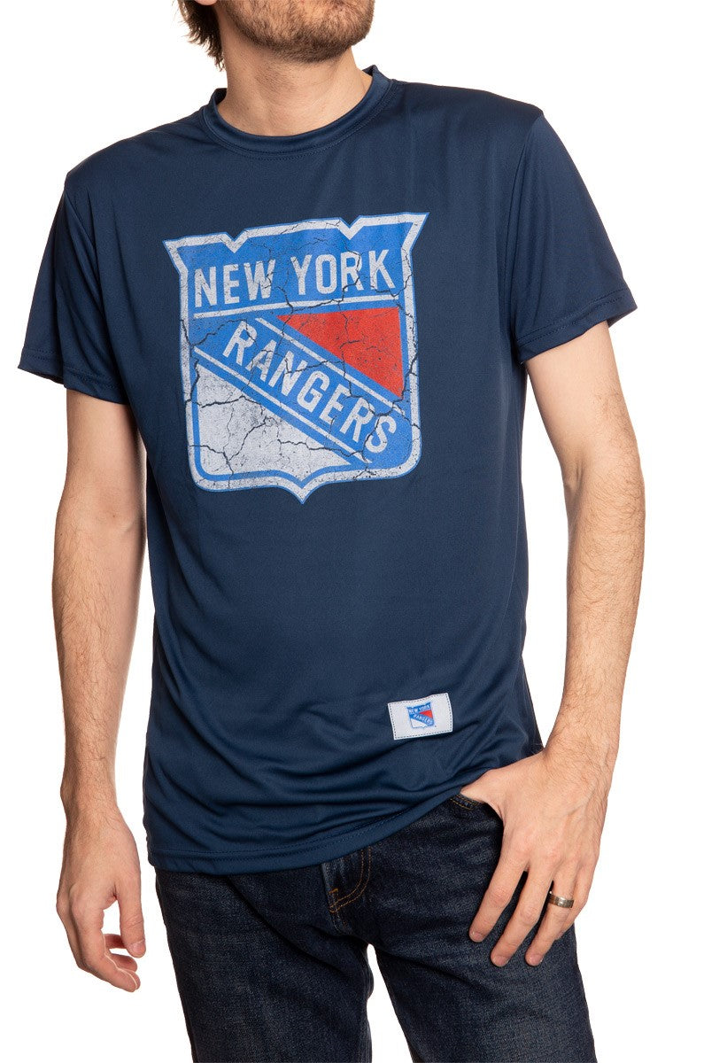 New York Rangers Short Sleeve Rashguard - Distressed Logo