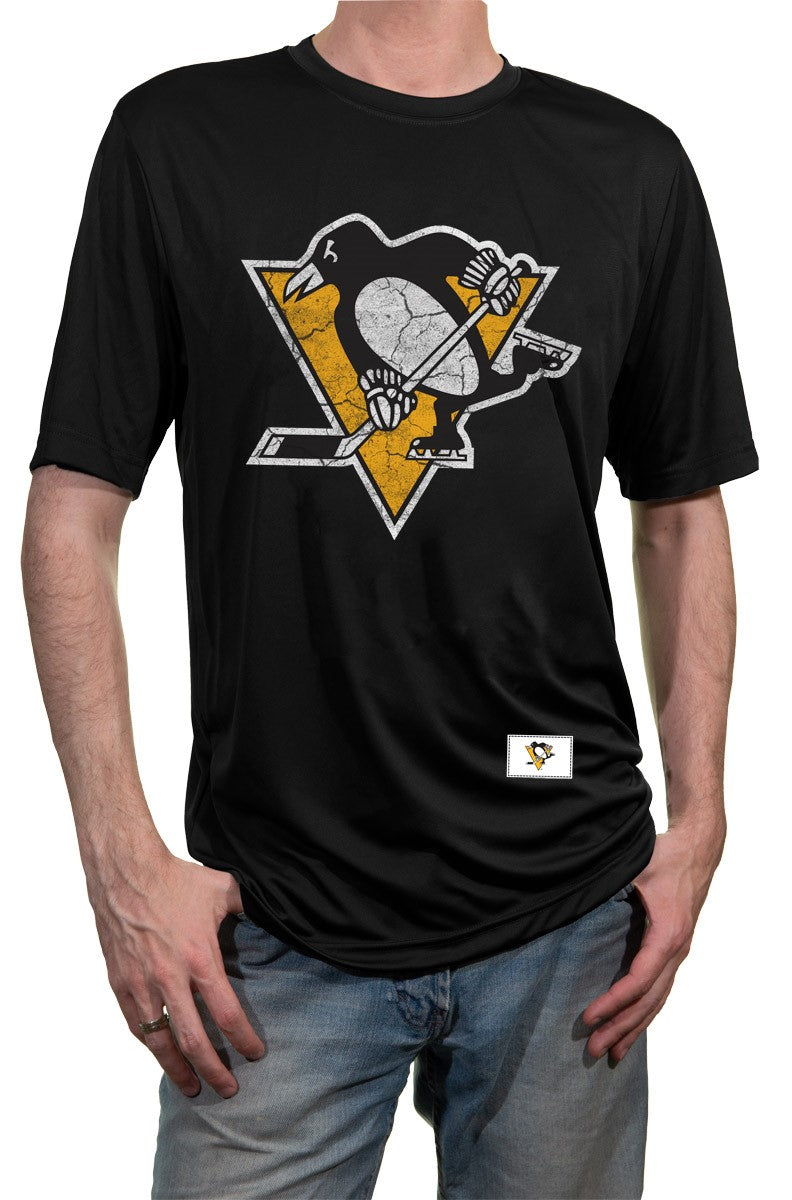 Pittsburgh Penguins Short Sleeve Rashguard - Distressed Logo