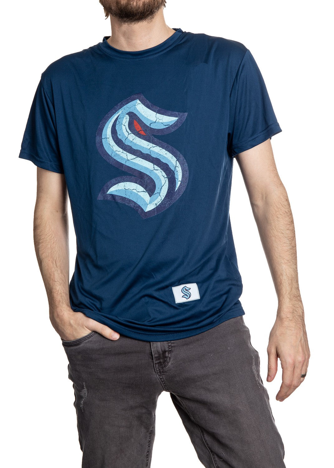 Seattle Kraken Short Sleeve Rashguard - Distressed Logo