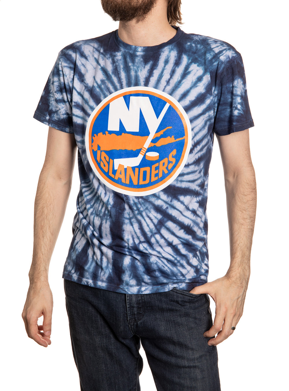 New York Islanders Spiral Tie Dye T-Shirt Front View