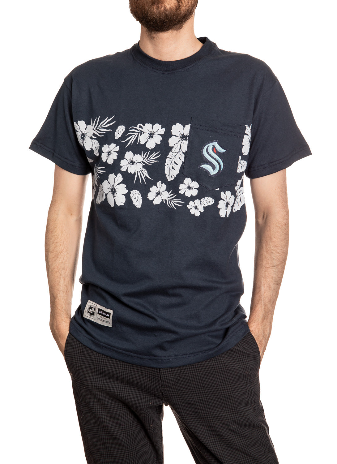 Seattle Kraken Hibiscus Print Pocket T-Shirt