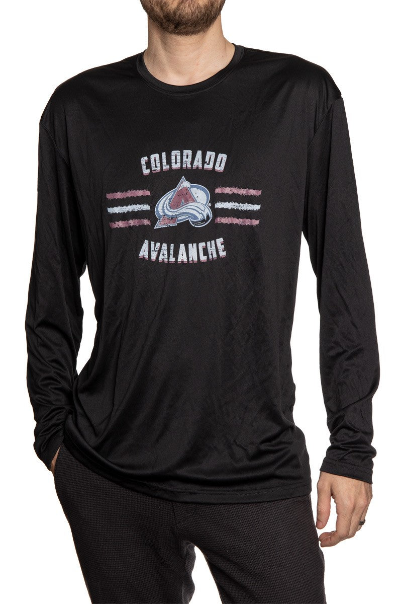 Colorado Avalanche Distressed Lines Long Sleeve Performance Rashguard Wicking Shirt