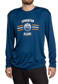 Load image into Gallery viewer, Edmonton Oilers Distressed Lines Long Sleeve Performance Rashguard Wicking Shirt - Pre sale
