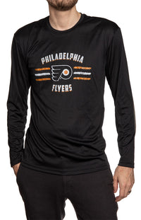 Load image into Gallery viewer, Philadelphia Flyers Distressed Lines Long Sleeve Performance Rashguard Wicking Shir
