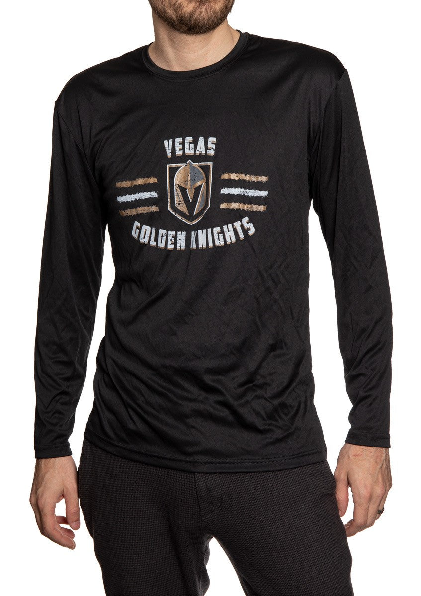 Vegas Golden Knights Distressed Lines Long Sleeve Performance Rashguard Wicking Shirt