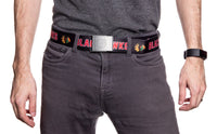 Load image into Gallery viewer, Chicago Blackhawks Adjustable Woven Belt Modelled Front View
